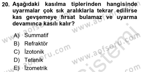 Temel Veteriner Fizyoloji Dersi 2018 - 2019 Yılı 3 Ders Sınav Soruları 20. Soru