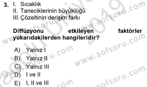 Temel Veteriner Fizyoloji Dersi 2018 - 2019 Yılı 3 Ders Sınav Soruları 3. Soru