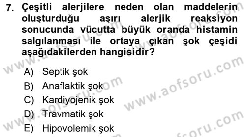 Temel Veteriner Fizyoloji Dersi 2018 - 2019 Yılı 3 Ders Sınav Soruları 7. Soru