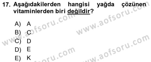 Temel Veteriner Fizyoloji Dersi 2020 - 2021 Yılı Yaz Okulu Sınav Soruları 17. Soru
