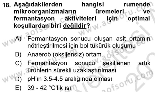 Temel Veteriner Fizyoloji Dersi 2020 - 2021 Yılı Yaz Okulu Sınavı 18. Soru