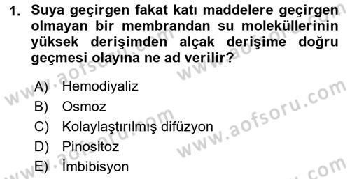 Temel Veteriner Fizyoloji Dersi 2022 - 2023 Yılı (Final) Dönem Sonu Sınav Soruları 1. Soru