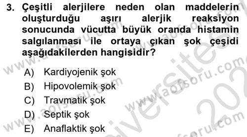 Temel Veteriner Fizyoloji Dersi 2022 - 2023 Yılı (Final) Dönem Sonu Sınav Soruları 3. Soru