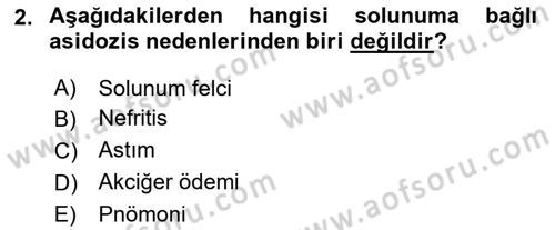Temel Veteriner Fizyoloji Dersi 2022 - 2023 Yılı Yaz Okulu Sınav Soruları 2. Soru