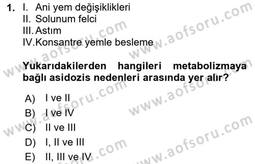 Temel Veteriner Fizyoloji Dersi 2023 - 2024 Yılı (Vize) Ara Sınavı 1. Soru