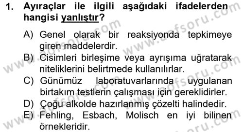 Veteriner Laboratuvar Teknikleri ve Prensipleri Dersi 2012 - 2013 Yılı (Vize) Ara Sınav Soruları 1. Soru