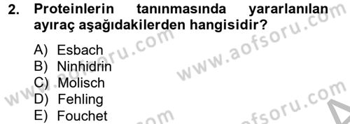 Veteriner Laboratuvar Teknikleri ve Prensipleri Dersi 2012 - 2013 Yılı (Vize) Ara Sınav Soruları 2. Soru