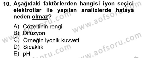 Veteriner Laboratuvar Teknikleri ve Prensipleri Dersi 2012 - 2013 Yılı (Final) Dönem Sonu Sınav Soruları 10. Soru