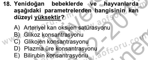 Veteriner Laboratuvar Teknikleri ve Prensipleri Dersi 2012 - 2013 Yılı (Final) Dönem Sonu Sınav Soruları 18. Soru