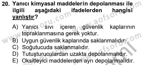 Veteriner Laboratuvar Teknikleri ve Prensipleri Dersi 2012 - 2013 Yılı (Final) Dönem Sonu Sınav Soruları 20. Soru