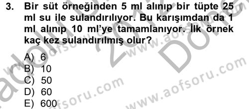 Veteriner Laboratuvar Teknikleri ve Prensipleri Dersi 2012 - 2013 Yılı (Final) Dönem Sonu Sınav Soruları 3. Soru