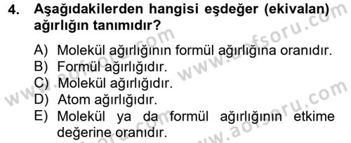 Veteriner Laboratuvar Teknikleri ve Prensipleri Dersi 2012 - 2013 Yılı (Final) Dönem Sonu Sınav Soruları 4. Soru