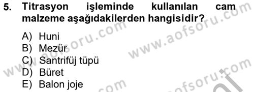 Veteriner Laboratuvar Teknikleri ve Prensipleri Dersi 2012 - 2013 Yılı (Final) Dönem Sonu Sınav Soruları 5. Soru
