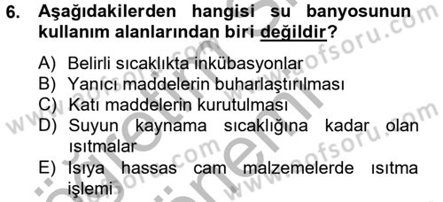 Veteriner Laboratuvar Teknikleri ve Prensipleri Dersi 2012 - 2013 Yılı (Final) Dönem Sonu Sınav Soruları 6. Soru