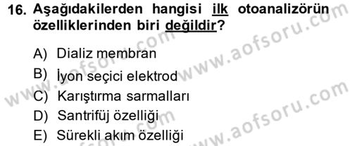 Veteriner Laboratuvar Teknikleri ve Prensipleri Dersi 2013 - 2014 Yılı (Vize) Ara Sınav Soruları 16. Soru