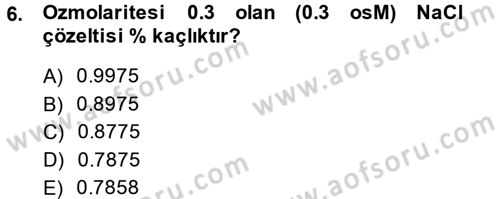 Veteriner Laboratuvar Teknikleri ve Prensipleri Dersi 2013 - 2014 Yılı (Vize) Ara Sınav Soruları 6. Soru