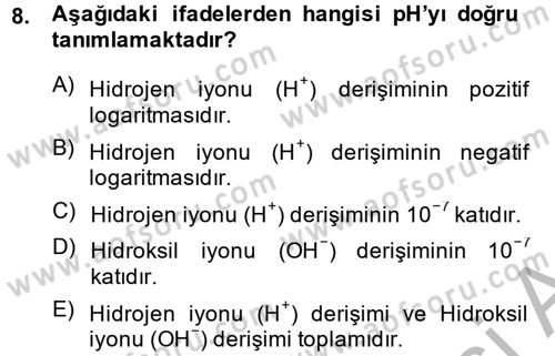 Veteriner Laboratuvar Teknikleri ve Prensipleri Dersi 2013 - 2014 Yılı (Vize) Ara Sınav Soruları 8. Soru