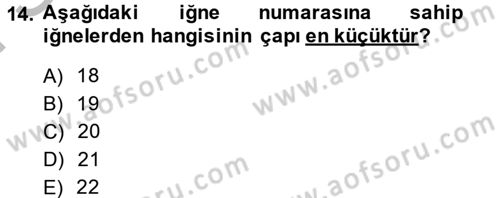 Veteriner Laboratuvar Teknikleri ve Prensipleri Dersi 2013 - 2014 Yılı (Final) Dönem Sonu Sınav Soruları 14. Soru