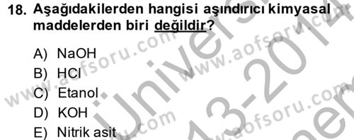 Veteriner Laboratuvar Teknikleri ve Prensipleri Dersi 2013 - 2014 Yılı (Final) Dönem Sonu Sınav Soruları 18. Soru