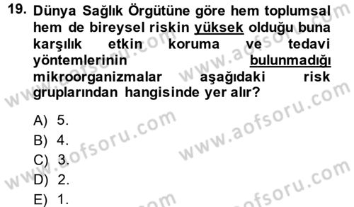 Veteriner Laboratuvar Teknikleri ve Prensipleri Dersi 2013 - 2014 Yılı (Final) Dönem Sonu Sınav Soruları 19. Soru