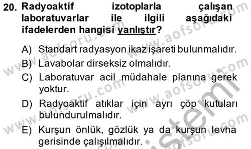 Veteriner Laboratuvar Teknikleri ve Prensipleri Dersi 2013 - 2014 Yılı (Final) Dönem Sonu Sınav Soruları 20. Soru