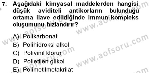 Veteriner Laboratuvar Teknikleri ve Prensipleri Dersi 2013 - 2014 Yılı (Final) Dönem Sonu Sınav Soruları 7. Soru