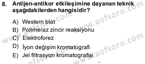 Veteriner Laboratuvar Teknikleri ve Prensipleri Dersi 2013 - 2014 Yılı (Final) Dönem Sonu Sınav Soruları 8. Soru