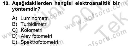 Veteriner Laboratuvar Teknikleri ve Prensipleri Dersi 2013 - 2014 Yılı Tek Ders Sınav Soruları 10. Soru