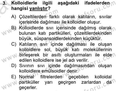 Veteriner Laboratuvar Teknikleri ve Prensipleri Dersi 2013 - 2014 Yılı Tek Ders Sınav Soruları 3. Soru