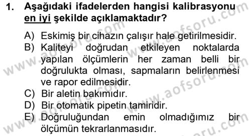 Veteriner Laboratuvar Teknikleri ve Prensipleri Dersi 2014 - 2015 Yılı (Vize) Ara Sınav Soruları 1. Soru