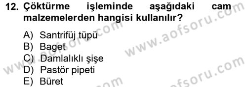 Veteriner Laboratuvar Teknikleri ve Prensipleri Dersi 2014 - 2015 Yılı (Vize) Ara Sınav Soruları 12. Soru