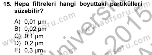 Veteriner Laboratuvar Teknikleri ve Prensipleri Dersi 2014 - 2015 Yılı (Vize) Ara Sınav Soruları 15. Soru