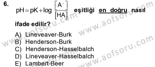 Veteriner Laboratuvar Teknikleri ve Prensipleri Dersi 2014 - 2015 Yılı (Vize) Ara Sınav Soruları 6. Soru