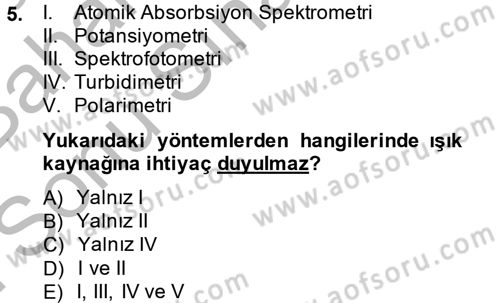 Veteriner Laboratuvar Teknikleri ve Prensipleri Dersi 2014 - 2015 Yılı (Final) Dönem Sonu Sınav Soruları 5. Soru