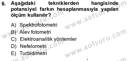 Veteriner Laboratuvar Teknikleri ve Prensipleri Dersi 2014 - 2015 Yılı (Final) Dönem Sonu Sınav Soruları 6. Soru