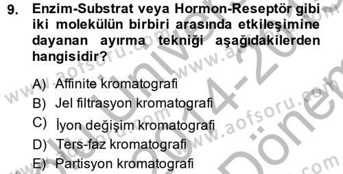 Veteriner Laboratuvar Teknikleri ve Prensipleri Dersi 2014 - 2015 Yılı (Final) Dönem Sonu Sınav Soruları 9. Soru
