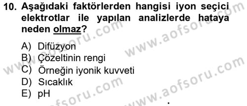Veteriner Laboratuvar Teknikleri ve Prensipleri Dersi 2014 - 2015 Yılı Tek Ders Sınav Soruları 10. Soru