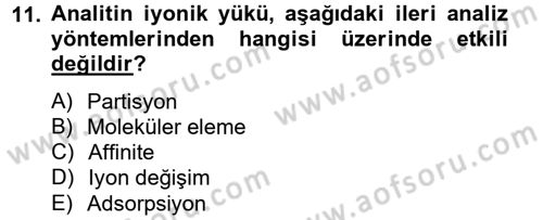 Veteriner Laboratuvar Teknikleri ve Prensipleri Dersi 2014 - 2015 Yılı Tek Ders Sınav Soruları 11. Soru