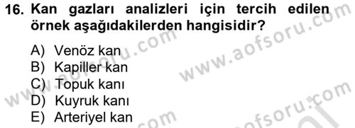 Veteriner Laboratuvar Teknikleri ve Prensipleri Dersi 2014 - 2015 Yılı Tek Ders Sınav Soruları 16. Soru