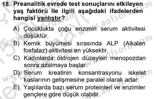 Veteriner Laboratuvar Teknikleri ve Prensipleri Dersi 2014 - 2015 Yılı Tek Ders Sınav Soruları 18. Soru