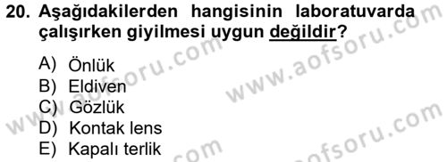 Veteriner Laboratuvar Teknikleri ve Prensipleri Dersi 2014 - 2015 Yılı Tek Ders Sınav Soruları 20. Soru
