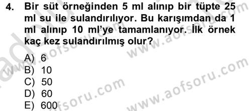 Veteriner Laboratuvar Teknikleri ve Prensipleri Dersi 2014 - 2015 Yılı Tek Ders Sınav Soruları 4. Soru