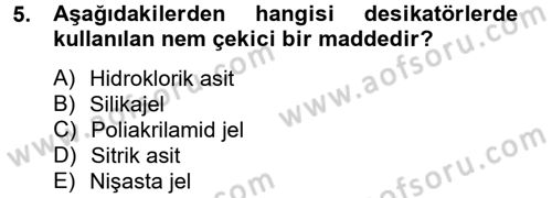 Veteriner Laboratuvar Teknikleri ve Prensipleri Dersi 2014 - 2015 Yılı Tek Ders Sınav Soruları 5. Soru