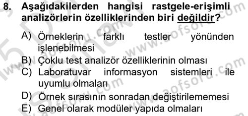 Veteriner Laboratuvar Teknikleri ve Prensipleri Dersi 2014 - 2015 Yılı Tek Ders Sınav Soruları 8. Soru
