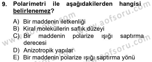 Veteriner Laboratuvar Teknikleri ve Prensipleri Dersi 2014 - 2015 Yılı Tek Ders Sınav Soruları 9. Soru