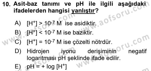 Veteriner Laboratuvar Teknikleri ve Prensipleri Dersi 2015 - 2016 Yılı (Vize) Ara Sınav Soruları 10. Soru