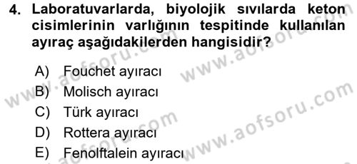 Veteriner Laboratuvar Teknikleri ve Prensipleri Dersi 2015 - 2016 Yılı (Vize) Ara Sınav Soruları 4. Soru