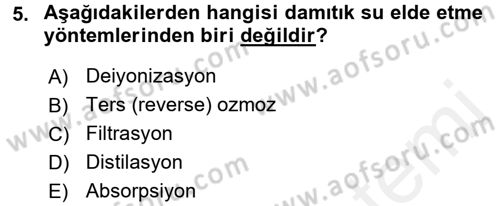 Veteriner Laboratuvar Teknikleri ve Prensipleri Dersi 2015 - 2016 Yılı (Vize) Ara Sınav Soruları 5. Soru