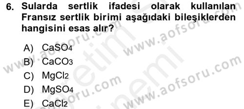 Veteriner Laboratuvar Teknikleri ve Prensipleri Dersi 2015 - 2016 Yılı (Vize) Ara Sınav Soruları 6. Soru