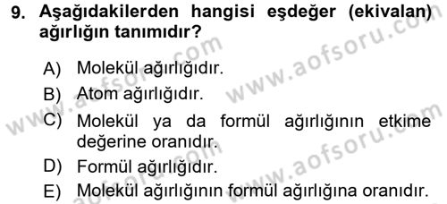 Veteriner Laboratuvar Teknikleri ve Prensipleri Dersi 2015 - 2016 Yılı (Vize) Ara Sınav Soruları 9. Soru